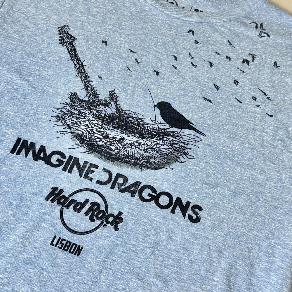Imagine Dragons Hard Rock Cafe Lisbon Graphic Tee, Heather Blue, Size M (NWT) - Picture 3 of 9